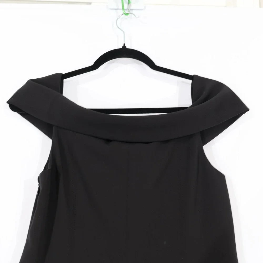 Lauren Ralph Lauren Off-Shoulder Gown Womens 8 Black Crepe Maxi Event $245 NWT